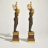 A PAIR OF CONSULAT ORMOLU, PATINATED BRONZE AND ROUGE GRIOTTE MARBLE FIVE-LIGHT CANDELABRA - фото 4