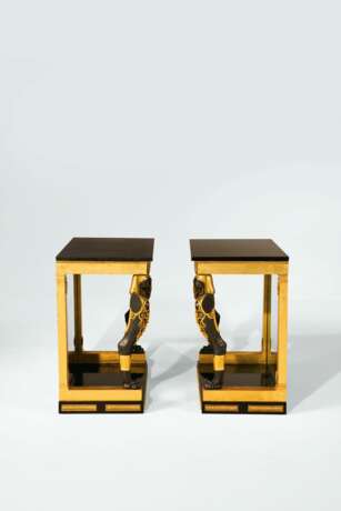 A PAIR OF NORTH EUROPEAN ORMOLU, PATINATED BRONZE, EBONIZED AND GILTWOOD CONSOLE TABLES - фото 2