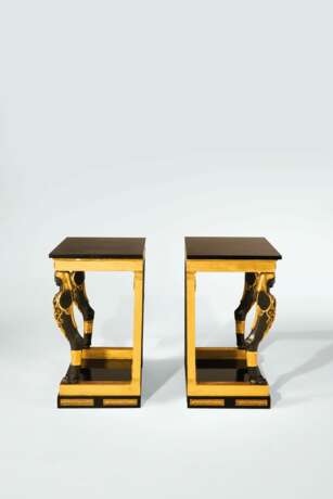 A PAIR OF NORTH EUROPEAN ORMOLU, PATINATED BRONZE, EBONIZED AND GILTWOOD CONSOLE TABLES - фото 4