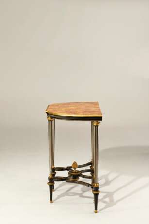 A LOUIS XVI STYLE ORMOLU-MOUNTED AND PEWTER-INLAID EBONY CONSOLE TABLE - фото 3