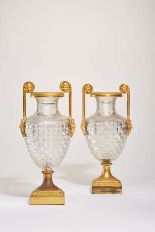 A PAIR OF RUSSIAN ORMOLU-MOUNTED CUT-GLASS VASES - фото 1