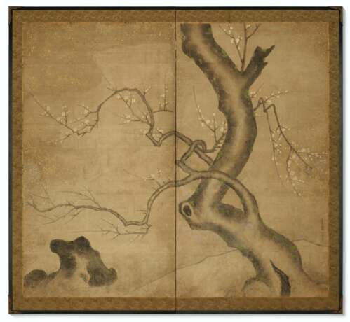 A JAPANESE TWO-PANEL FLOOR SCREEN - photo 1