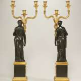 A PAIR FRENCH ORMOLU AND PATINATED BRONZE THREE-BRANCH CANDELABRA - photo 3