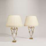 A PAIR OF FRENCH ORMOLU-MOUNTED CUT-GLASS TWO-HANDLED VASES, MOUNTED AS LAMPS - photo 1