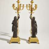 A PAIR OF FRENCH ORMOLU AND PATINATED BRONZE SIX-LIGHT CANDELABRA - photo 4