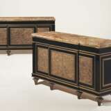 A PAIR OF BLACK LACQUER, PATINATED BRONZE AND ALABASTER SIDE CABINETS - фото 1