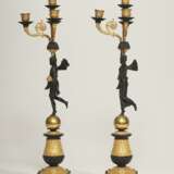 A PAIR OF CHARLES X ORMOLU AND PATINATED BRONZE FOUR-BRANCH CANDELABRA - фото 3