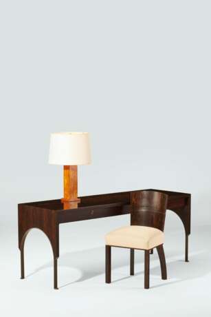 A PALMWOOD WRITING DESK AND CHAIR - photo 1