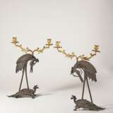 A PAIR OF FRENCH ORMOLU AND PATINATED BRONZE TWO-LIGHT CANDELABRA - photo 2