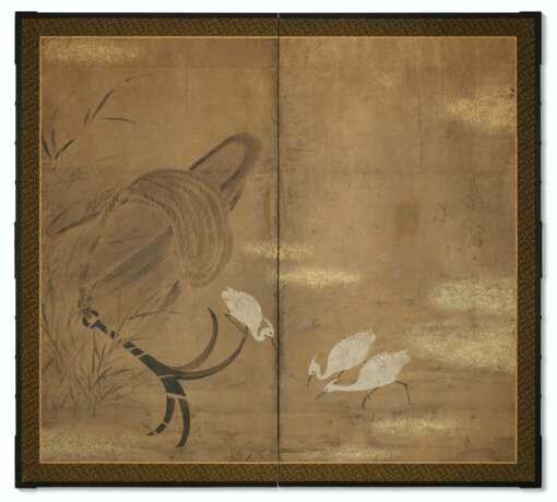 A JAPANESE TWO-PANEL FLOOR SCREEN - photo 1