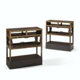 A PAIR OF CHINESE EXPORT GILT AND BROWN LACQUER TWO-TIER SIDE TABLES - photo 1