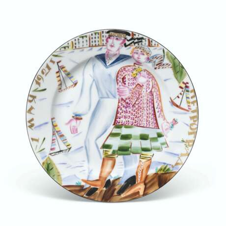 Imperial Porcelain Factory. A SOVIET PROPAGANDA PORCELAIN PLATE `THE SAILOR`S WALK` - photo 1