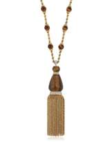 KUTCHINSKY TIGER'S-EYE AND DIAMOND PENDANT NECKLACE