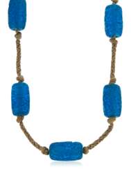 RENÉ LALIQUE BLUE GLASS BEAD NECKLACE