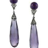 TIFFANY & CO. ANTIQUE AMETHYST AND DIAMOND EARRINGS - photo 1