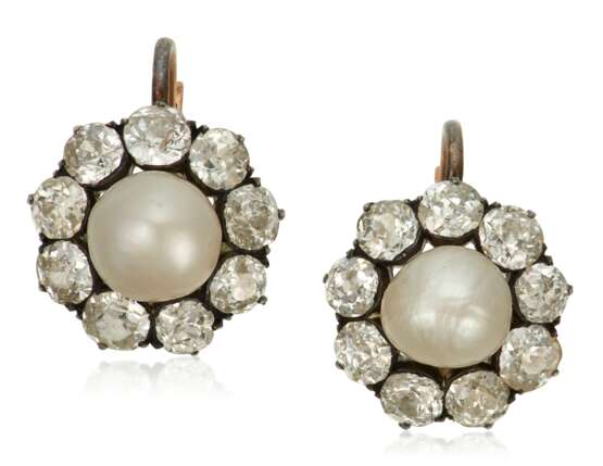 ANTIQUE PEARL AND DIAMOND EARRING - фото 1