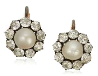 ANTIQUE PEARL AND DIAMOND EARRING