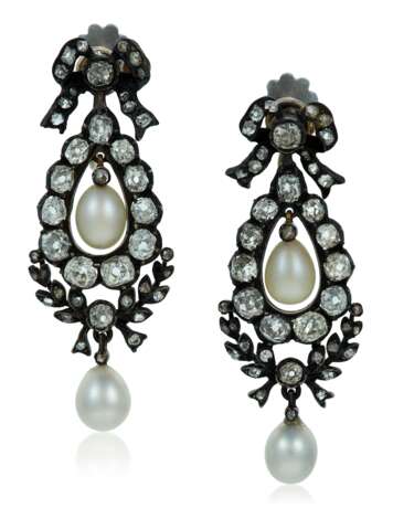 ANTIQUE PEARL AND DIAMOND EARRINGS - фото 1