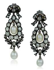 ANTIQUE PEARL AND DIAMOND EARRINGS