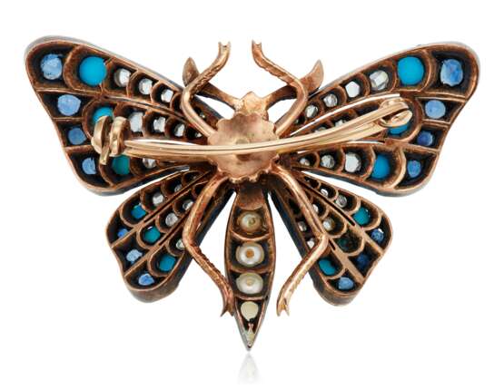 ANTIQUE DIAMOND AND MULTI-GEM BUTTERFLY BROOCH - Foto 3