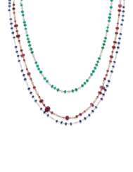 THREE DIAMOND, RUBY, SAPPHIRE AND EMERALD NECKLACES