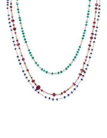 THREE DIAMOND, RUBY, SAPPHIRE AND EMERALD NECKLACES - фото 1