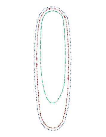 THREE DIAMOND, RUBY, SAPPHIRE AND EMERALD NECKLACES - photo 3