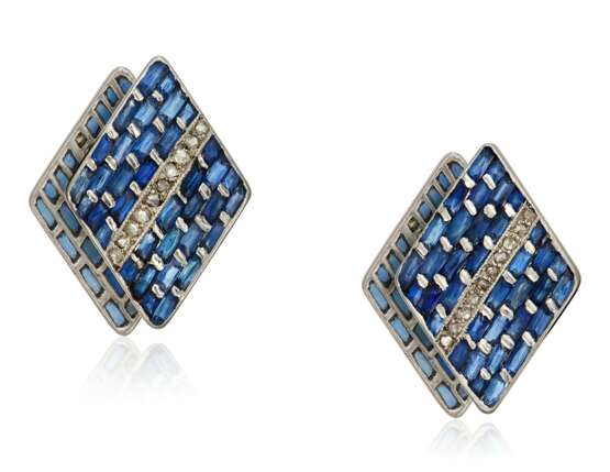 SAPPHIRE AND DIAMOND CUFFLINKS - Foto 1