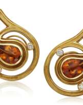 CHRISTOPHER WALLING CITRINE AND DIAMOND EARRINGS