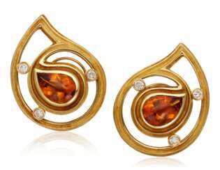 CHRISTOPHER WALLING CITRINE AND DIAMOND EARRINGS