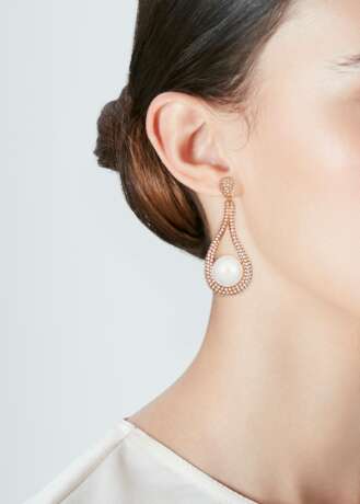 CULTURED PEARL AND DIAMOND EARRINGS - photo 2