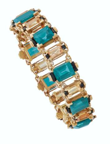 Tiffany & Co.. TIFFANY & CO. ART DECO TOURMALINE, TOPAZ AND ONYX BRACELET - photo 1