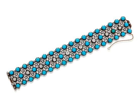 ANTIQUE TURQUOISE AND DIAMOND BRACELET - фото 3