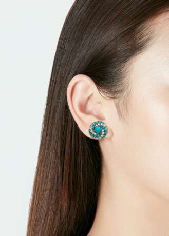 TURQUOISE AND DIAMOND RING AND EARRINGS - photo 2