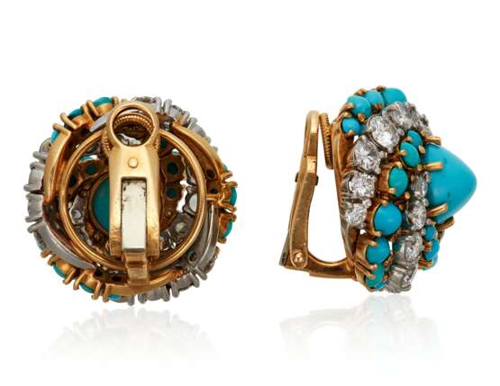 TURQUOISE AND DIAMOND RING AND EARRINGS - фото 3