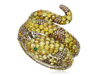 COLORED DIAMOND AND MULTI-GEM SNAKE BRACELET