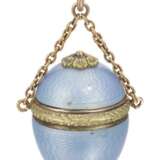 A Fabergé gold and guilloché enamel vinaigrette egg pendant, workmaster Alfred Thielemann, St Petersburg, 1899-1904 - фото 1