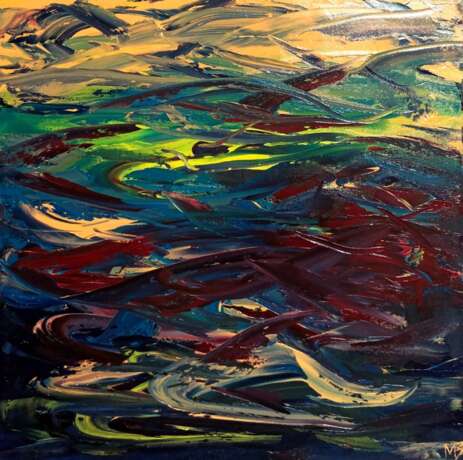 Waves Canvas on the subframe авторская техника Abstract Expressionism Russia 2021 - photo 1
