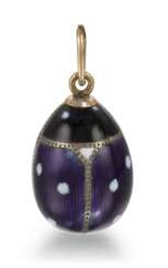 Ladybird: A guilloché enamel egg pendant, probably Fabergé, St Petersburg, circa 1900