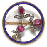 A Fabergé jewelled gold and champlevé enamel brooch, August Hollming, St Petersburg, 1899-1908 - фото 1