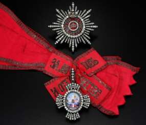 A rare diamond-set silver-topped gold-mounted and enamel Order of St Catherine, Grand Cross set of insignia, circa 1890