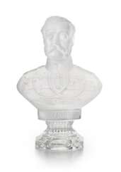 A continental moulded and frosted clear glass bust of Emperor Alexander II, probably French, circa 1900