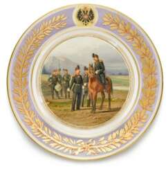 A porcelain military plate, Imperial Porcelain Factory, St Petersburg, period of Alexander II, 1873