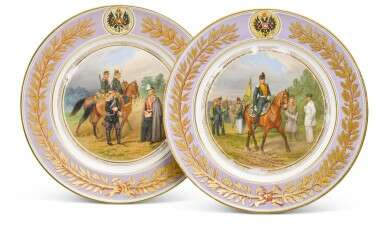 Two porcelain military plates, Imperial Porcelain Factory, St Petersburg, period of Alexander II, 1875 - photo 1