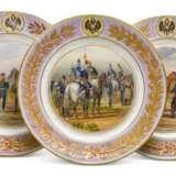 Three porcelain military plates, Imperial Porcelain Factory, St Petersburg, period of Alexander II, 1871-1875 - фото 1