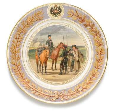 Three porcelain military plates, Imperial Porcelain Factory, St Petersburg, period of Alexander II, 1871-1875 - фото 2