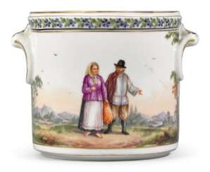 A Russian porcelain cache pot, Imperial Porcelain Factory, period of Catherine II, circa 1762-1796