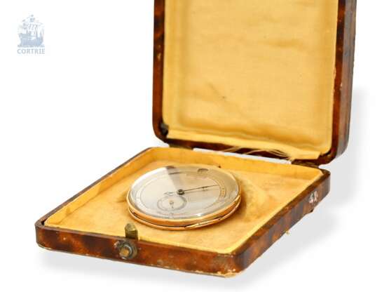 Taschenuhr: feine, extra flache, rotgoldene Lepine mit digitaler, springender Stunde und seltenem Kaliber, vermutlich Frankreich um 1820 - фото 6