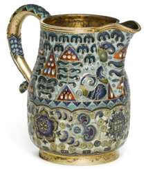 A Fabergé silver-gilt, shaded and cloisonné enamel creamer, workmaster Feodor Rückert, Moscow, 1908-1917