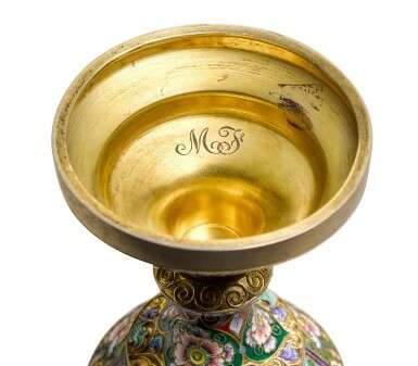 A silver-gilt and cloisonné enamel goblet, Feodor Rückert, Moscow, 1899-1908 - Foto 3